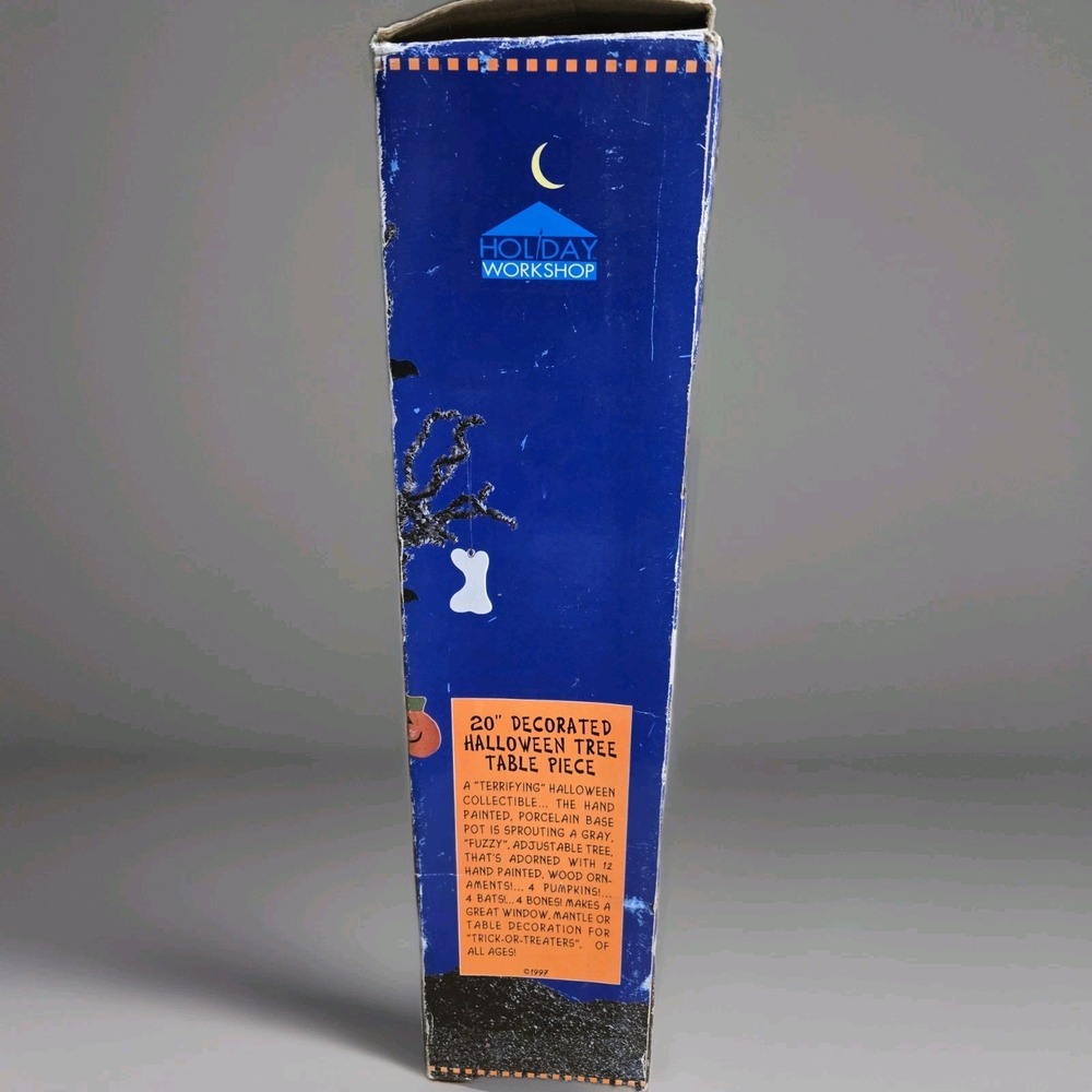 1997 20"‎ Halloween Tree on Pumpkin Porcelain Base with Wood Ornaments - Picture 2 of 4